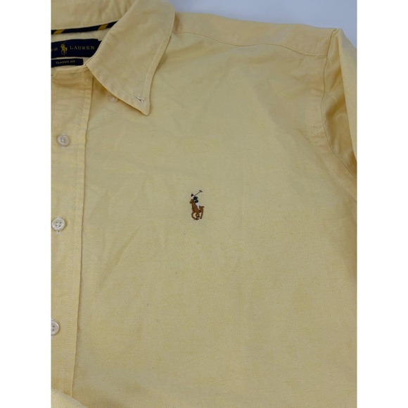 Ralph Lauren Button Down Mens XXL Shirt Yellow Classic Fit Oxford Long Sleeve - Picture 3 of 9